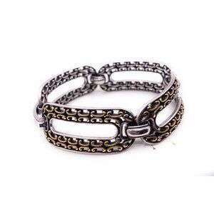 Brighton Seville Gold Silver Plated Link Retired Bracelet 7.5 Inch